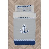 Mekta Home Bebek ve Çocuk Odası Mavi Çapa Desenli Nevresim Takımı - Renkli - 160 x 230 cm