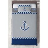 Mekta Home Bebek ve Çocuk Odası Mavi Çapa Desenli Yatak Örtüsü - Renkli - 140 x 220 cm