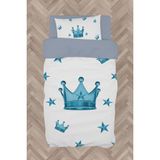 Mekta Home Bebek ve Çocuk Odası Mavi Kral Taç Desenli Nevresim Takımı - Renkli - 160 x 230 cm