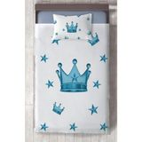 Mekta Home Bebek ve Çocuk Odası Mavi Kral Taç Desenli Yatak Örtüsü - Renkli - 140 x 220 cm