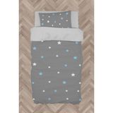 Mekta Home Bebek ve Çocuk Odası Mavi ve Beyaz Yıldız Desenli Çerçeveli Nevresim Takımı - Renkli - 160 x 230 cm