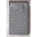 Mekta Home Bebek ve Çocuk Odası Mavi ve Beyaz Yıldız Desenli Çerçeveli Yatak Örtüsü - Renkli - 140 x 220 cm