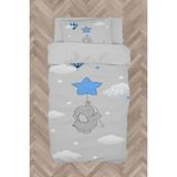 Mekta Home Bebek ve Çocuk Odası Mavi Yıldızlı Fil Desenli Nevresim Takımı - Renkli - 160 x 230 cm