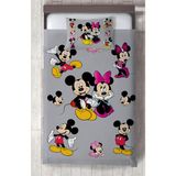 Mekta Home Bebek ve Çocuk Odası Mickey ve Minnie Mause Desenli Seksekli Yatak Örtüsü - Renkli - 140 x 220 cm