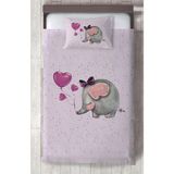 Mekta Home Bebek ve Çocuk Odası Mor Fil Desenli Yatak Örtüsü - Renkli - 140 x 220 cm