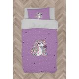 Mekta Home Bebek ve Çocuk Odası Mor Unicorn Desenli Nevresim Takımı - Renkli - 160 x 230 cm