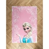 Mekta Home Bebek ve Çocuk Odası Motifli Elsa Desenli Pembe Halı - Renkli - 160 x 230 cm