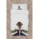 Mekta Home Bebek ve Çocuk Odası Örgülü Saçlı Çiçekli Kız Desenli Nevresim Takımı - Renkli - 160 x 230 cm