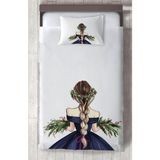 Mekta Home Bebek ve Çocuk Odası Örgülü Saçlı Çiçekli Kız Desenli Yatak Örtüsü - Renkli - 140 x 220 cm