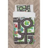 Mekta Home Bebek ve Çocuk Odası Otopark ve Yol Desenli Nevresim Takımı - Renkli - 160 x 230 cm
