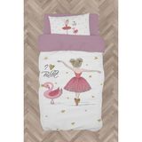 Mekta Home Bebek ve Çocuk Odası Pembe Balerin ve Kuğu Desenli Nevresim Takımı - Renkli - 160 x 230 cm