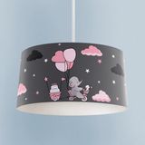 Mekta Home Bebek ve Çocuk Odası Pembe Bisiklet Balon ve Fil Desenli Avize - Renkli - 1