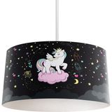 Mekta Home Bebek ve Çocuk Odası Pembe Bulut Üzerinde Unicorn Desenli Siyah Avize - Renkli - 1