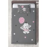 Mekta Home Bebek ve Çocuk Odası Pembe Filli Balonlu Desenli Yatak Örtüsü - Renkli - 140 x 220 cm