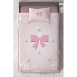 Mekta Home Bebek ve Çocuk Odası Pembe Kurdele ve Yıldız Desenli Yatak Örtüsü - Renkli - 140 x 220 cm