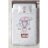 Mekta Home Bebek ve Çocuk Odası Pembe Uçan Balon Desenli Yatak Örtüsü - Renkli - 140 x 220 cm