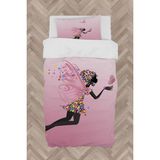 Mekta Home Bebek ve Çocuk Odası Pembe Uçan Kelebekli Prenses Kız Desenli Nevresim Takımı - Renkli - 160 x 230 cm