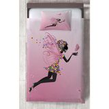 Mekta Home Bebek ve Çocuk Odası Pembe Uçan Kelebekli Prenses Kız Desenli Yatak Örtüsü - Renkli - 140 x 220 cm