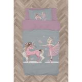 Mekta Home Bebek ve Çocuk Odası Pembe Unicorn ve Kız Desenli Nevresim Takımı - Renkli - 160 x 230 cm