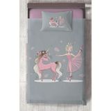 Mekta Home Bebek ve Çocuk Odası Pembe Unicorn ve Kız Desenli Yatak Örtüsü - Renkli - 140 x 220 cm