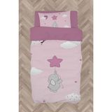 Mekta Home Bebek ve Çocuk Odası Pembe Yıldızlı Fil Desenli Nevresim Takımı - Renkli - 160 x 230 cm