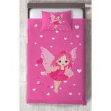 Mekta Home Bebek ve Çocuk Odası Peri Kız ve Kalp Desenli Yatak Örtüsü - Renkli - 140 x 220 cm