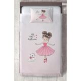 Mekta Home Bebek ve Çocuk Odası Prenses Kız ve Kedi Desenli Yatak Örtüsü - Renkli - 140 x 220 cm