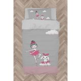 Mekta Home Bebek ve Çocuk Odası Prenses Kız ve Tavşan Desenli Seksekli Nevresim Takımı - Renkli - 160 x 230 cm