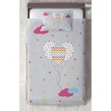 Mekta Home Bebek ve Çocuk Odası Renkli Bulutlu ve Balon Desenli Yatak Örtüsü - 140 x 220 cm