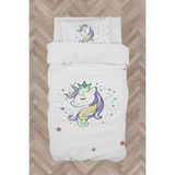 Mekta Home Bebek ve Çocuk Odası Renkli Unicorn Desenli Beyaz Nevresim Takımı - 160 x 230 cm