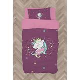 Mekta Home Bebek Ve Çocuk Odası Renkli Unicorn Desenli Mor Nevresim Takımı