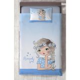 Mekta Home Bebek ve Çocuk Odası Romantic Girl Desenli Mavi Yatak Örtüsü - Renkli - 140 x 220 cm