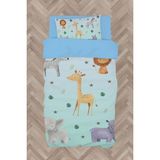 Mekta Home Bebek ve Çocuk Odası Safari Desenli Mavi Nevresim Takımı - Renkli - 160 x 230 cm
