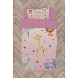 Mekta Home Bebek ve Çocuk Odası Safari Desenli Pembe Nevresim Takımı - Renkli - 160 x 230 cm