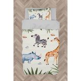 Mekta Home Bebek ve Çocuk Odası Safari Hayvanlar Yapraklar Desenli Nevresim Takımı - Renkli - 160 x 230 cm