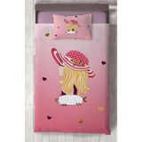 Mekta Home Bebek ve Çocuk Odası Şapkalı Prenses Kız Desenli Yatak Örtüsü - Renkli - 140 x 220 cm