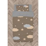 Mekta Home Bebek ve Çocuk Odası Sarı Gri Bulutlar Desenli Nevresim Takımı - Renkli - 160 x 230 cm