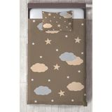 Mekta Home Bebek ve Çocuk Odası Sarı Gri Bulutlar Desenli Yatak Örtüsü - Renkli - 140 x 220 cm