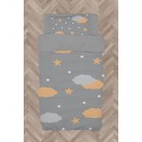 Mekta Home Bebek ve Çocuk Odası Sarı Gri Bulutlu Yıldız Desenli Nevresim Takımı - Renkli - 160 x 230 cm
