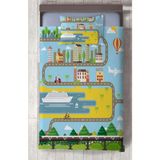 Mekta Home Bebek ve Çocuk Odası Şehir Desenli Yatak Örtüsü - Renkli - 140 x 220 cm