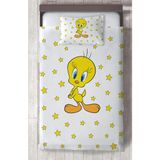 Mekta Home Bebek ve Çocuk Odası Seksekli Sarı Yıldız Desenli Yatak Örtüsü - Renkli - 140 x 220 cm