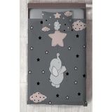 Mekta Home Bebek ve Çocuk Odası Seksekli Uçan Fil Desenli Yatak Örtüsü - Renkli - 140 x 220 cm