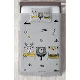 Mekta Home Bebek ve Çocuk Odası Sevimli 3'lü Ayı ve Yol Desenli Gri Yatak Örtüsü - Renkli - 140 x 220 cm