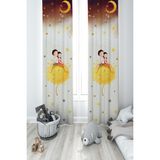 Mekta Home Bebek ve Çocuk Odası Sevimli Çocuklar Yıldız Desenli 2 Kanat Fon Perde - 140 x 260 cm - Renkli