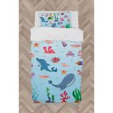 Mekta Home Bebek ve Çocuk Odası Sevimli Deniz Hayvanları Desenli Nevresim Takımı - Renkli - 160 x 230 cm