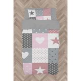 Mekta Home Bebek ve Çocuk Odası Soft Yıldız ve Kalp Desenli Nevresim Takımı - Renkli - 160 x 230 cm
