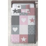Mekta Home Bebek ve Çocuk Odası Soft Yıldız ve Kalp Desenli Yatak Örtüsü - Renkli - 140 x 220 cm