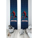 Mekta Home Bebek ve Çocuk Odası Spider Man Desenli Lacivert 2 Kanat Fon Perde - 140 x 260 cm - Renkli