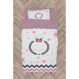 Mekta Home Bebek ve Çocuk Odası Taç ve Çelenk Desenli Zikzaklı Nevresim Takımı - Renkli - 160 x 230 cm