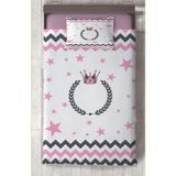 Mekta Home Bebek ve Çocuk Odası Taç ve Çelenk Desenli Zikzaklı Yatak Örtüsü - Renkli - 140 x 220 cm